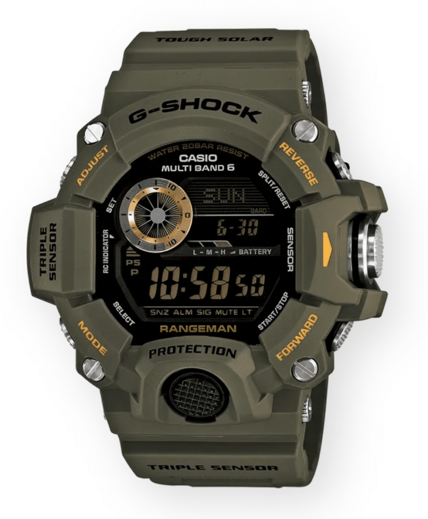 military-green rugged military watch