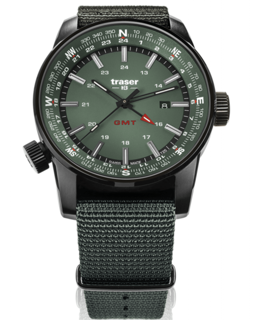 military-green ops watch with rich dial