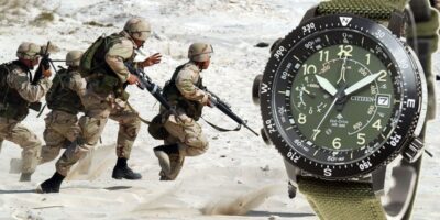solar military watch with soldiers in action