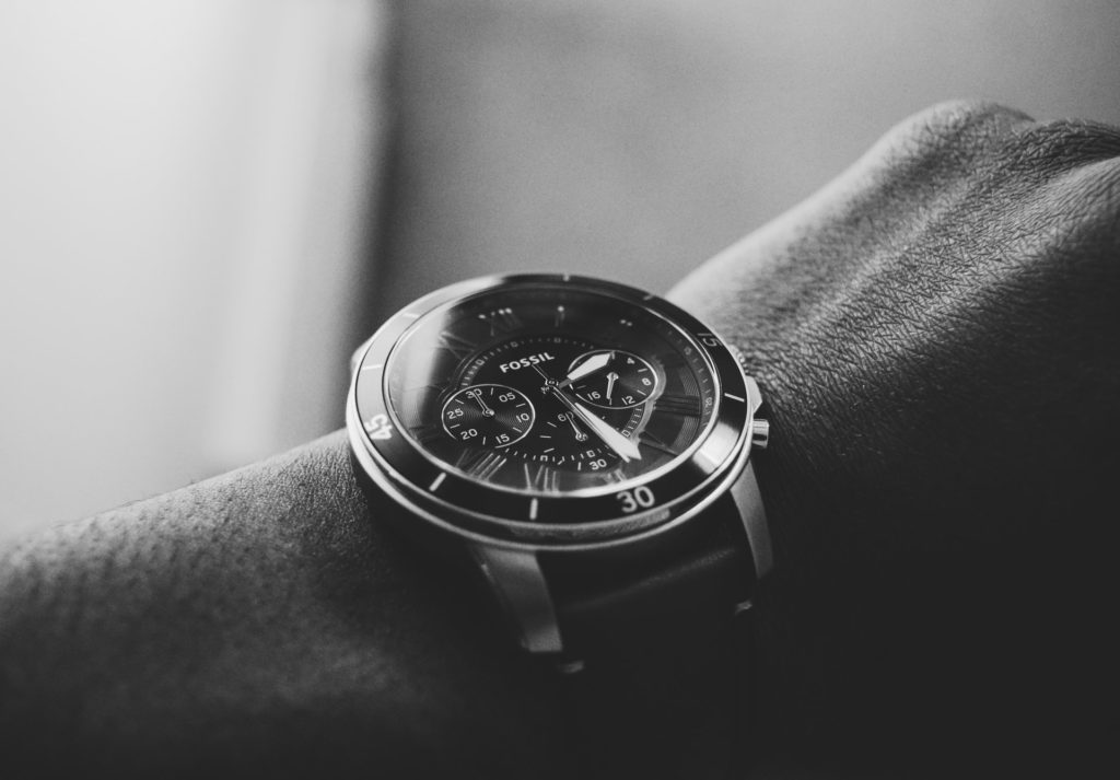 Fossil chronograph on a wrist