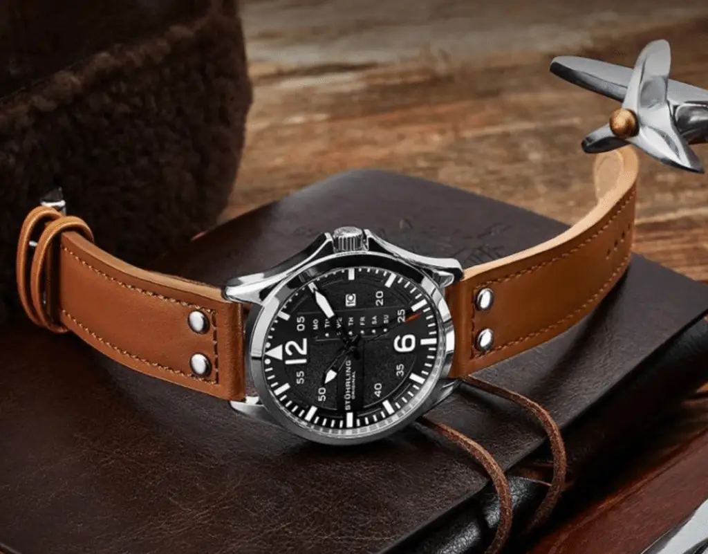 Stuhrling aviator watch with a unique dial