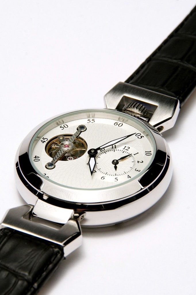 wristwatch with round tourbillon on the dial