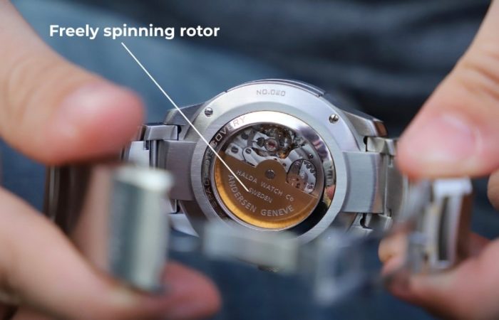 freely spinning rotor of an automatic wristwatch