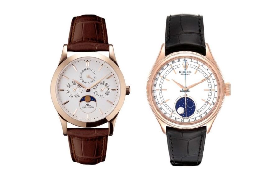 Two moonphase watches with different styles