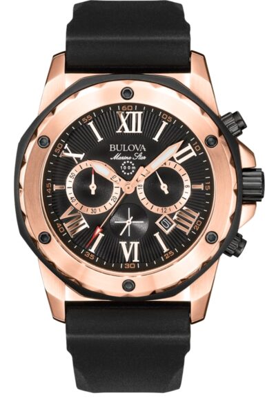 Rose-gold toned Bulova Marine Star water-resistant watch