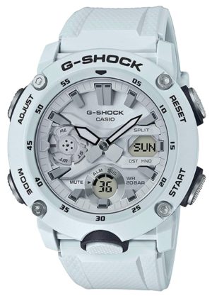 Rugged white G-Shock with multiple pushers