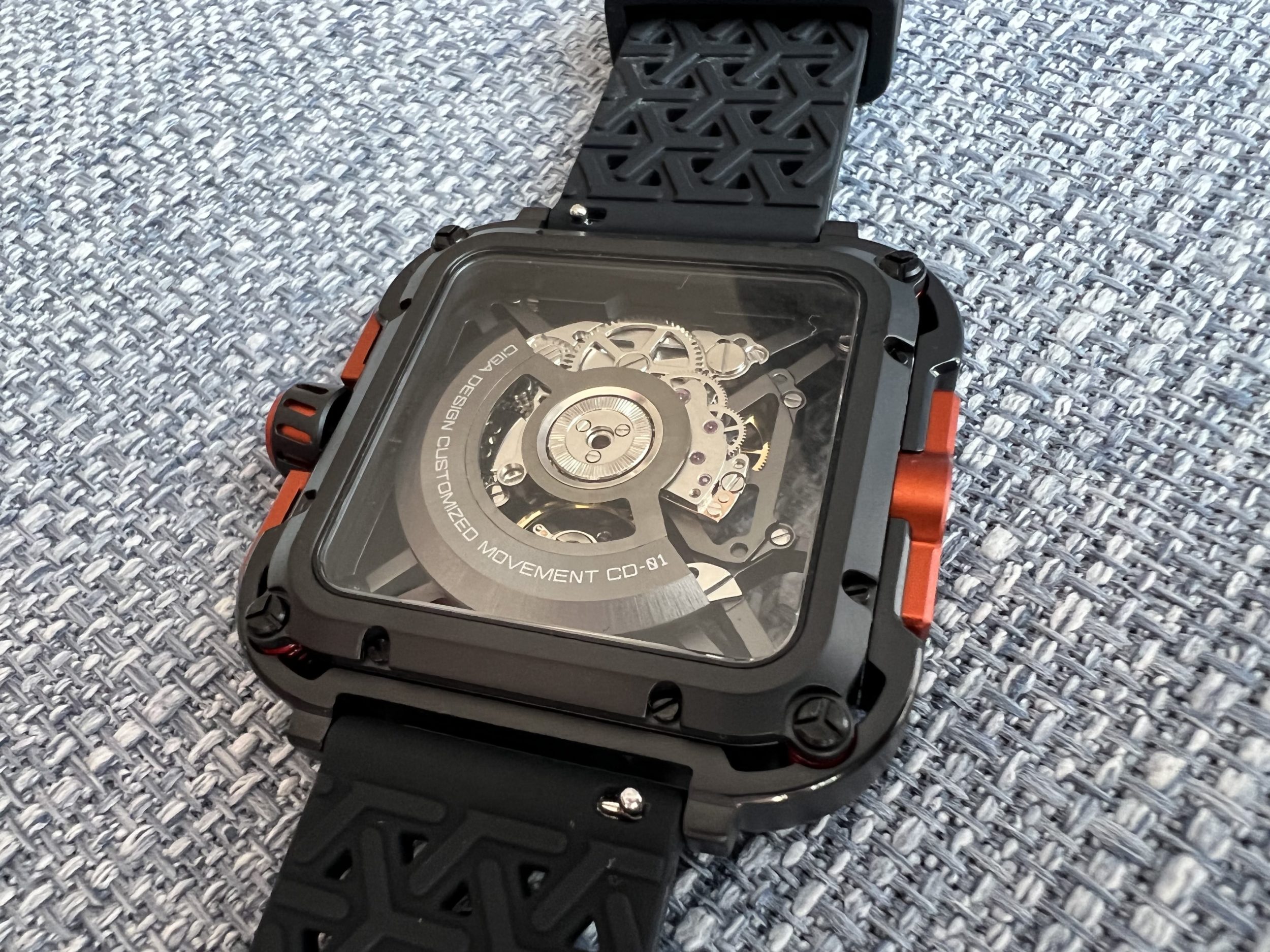 The backside of Ciga Design X-Series timepiece