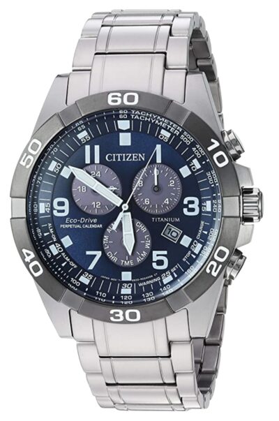 Fully titanium Citizen timepiece with blue dial