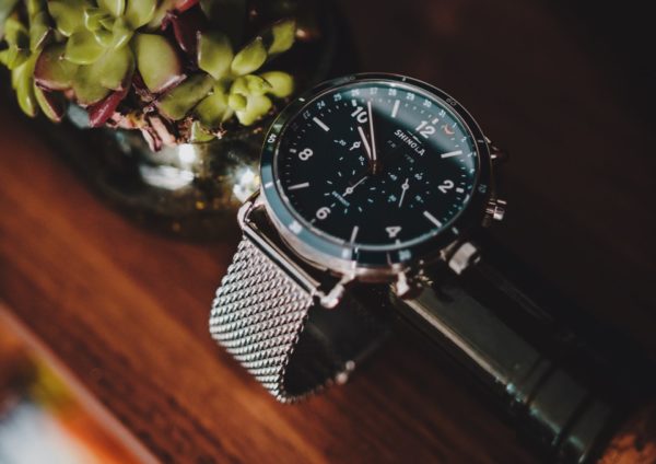 A chronograph Shinola on a table