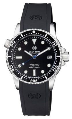 Professional dive watch with rubber band and helium release valve