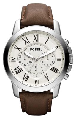 Fossil leather watch with chronograph function