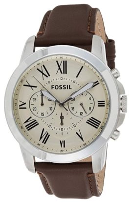 Fossil leather watch with chronograph function