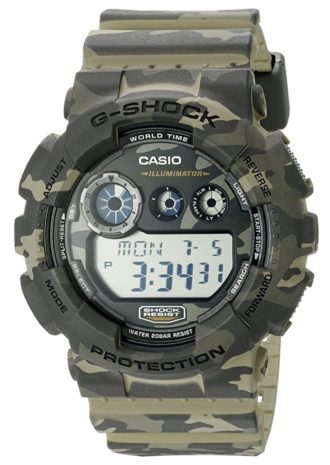 Camouflaged rugged G-Shock with digital face