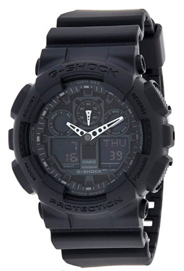 All-black watch with digital dial