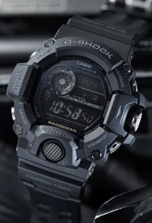 G-Shock solar watch with knobby and knurled construction