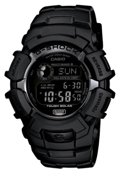 All-black G-Shock series solar atomic watch