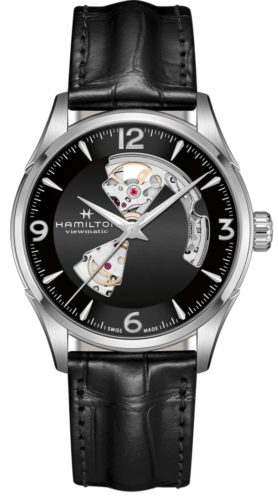 Hamilton automatic watch with dispersed cuts on a black dial