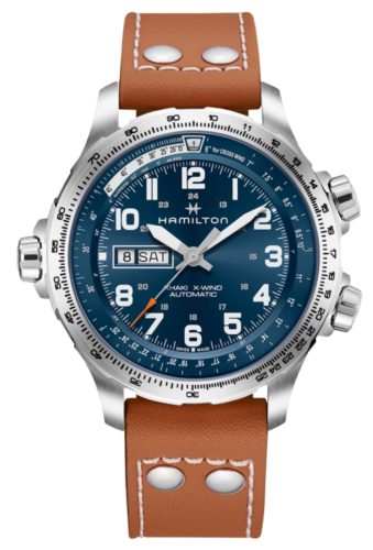 A masculine Hamilton watch with blue dial