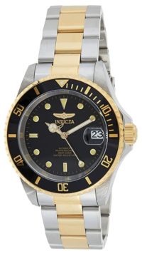 Golden and black diver timepiece