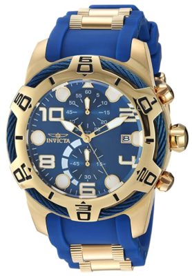 A flashy blue-and-gold Invicta piece for masculine men