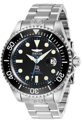 Professional dive watch with luminous hands and black face