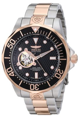 Dive watch with rose-gold case and open cut