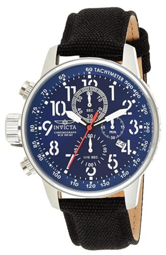 A blue-dialled Invicta watch with left-hand-sided pushers location