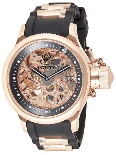 A rose-gold toned dive-inspired watch with large watch crown