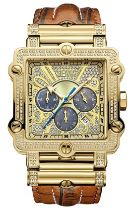 Gold-plated quadrangle diamond watch