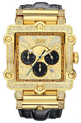 Gold-plated quadrangle diamond watch