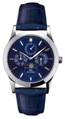 A striking Karl-Leimon watch with an all-blue appeal and moon phase feature