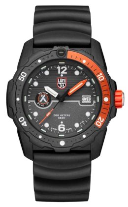 An orange and black watch with durable construction