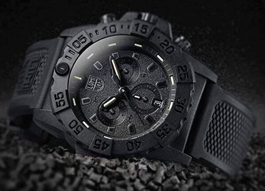 Carbonox cased Luminox watch with an all-black design