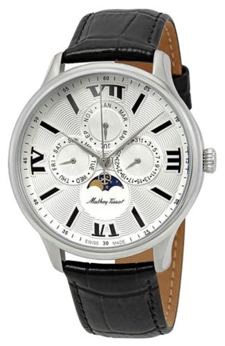 Silver-toned Swiss moon phase watch from Mathey-Tissot