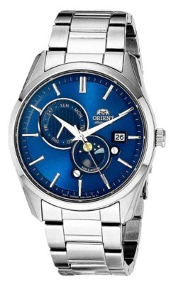 Automatic sapphire crystal watch with moon phase function