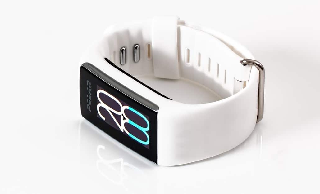 Fitness tracker with white silicone strap