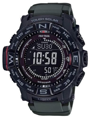 Casio sports watch with solar quartz caliber