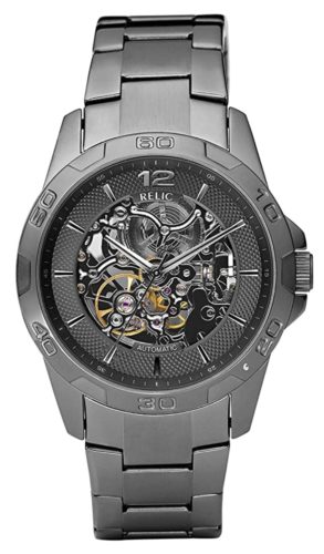 A grey-toned Fossil skeleton watch