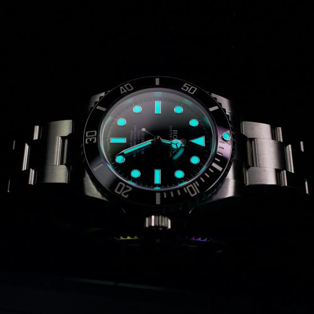 Fluorescent light on a Rolex watch