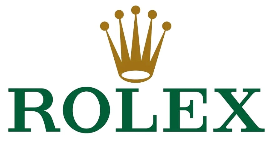 Rolex log with the crown and green writing