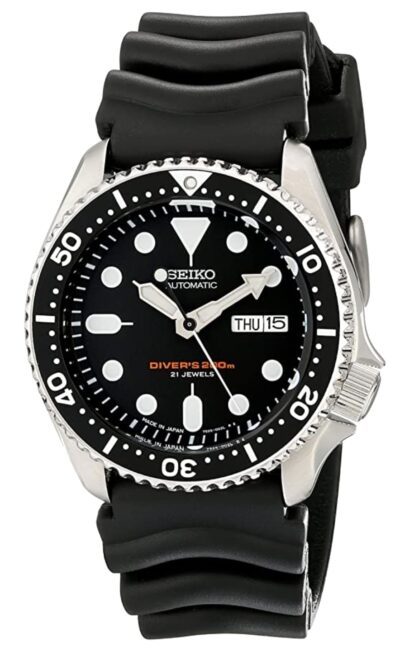 Genuine Seiko dive wristwatch with silicone strap