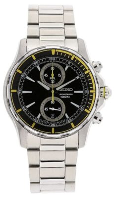 Yellow and black Seiko timepiece