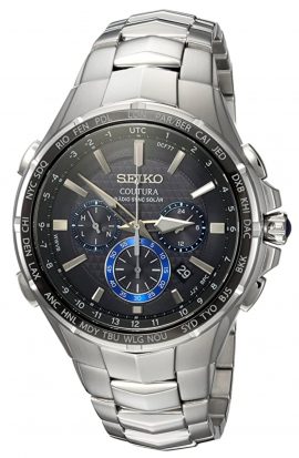 Seiko watch with solar power and atomic time