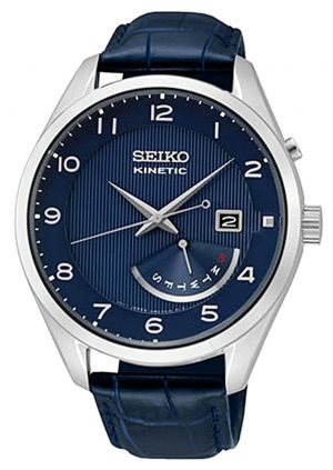 An all-blue timepiece with leather strap