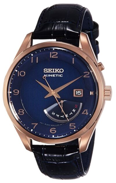 Elegant watch with blue dial and Kinetic movement