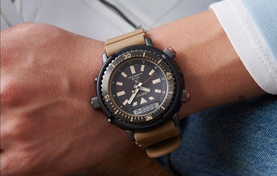 A rugged-looking Seiko with a small digital screen