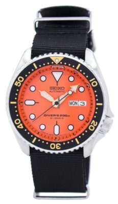 An orange dial dive watch from Seiko