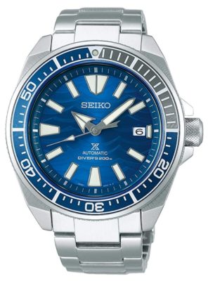 Classic Seiko automatic dive watch with sea-blue dial