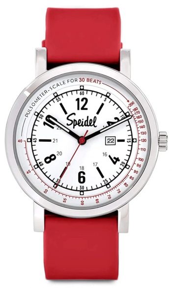 Nurse watch with red strap and pulsometer bezel