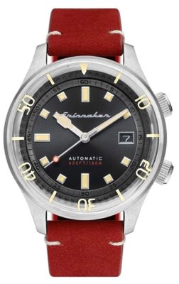 Spinnaker automatic watch with black face and red strap